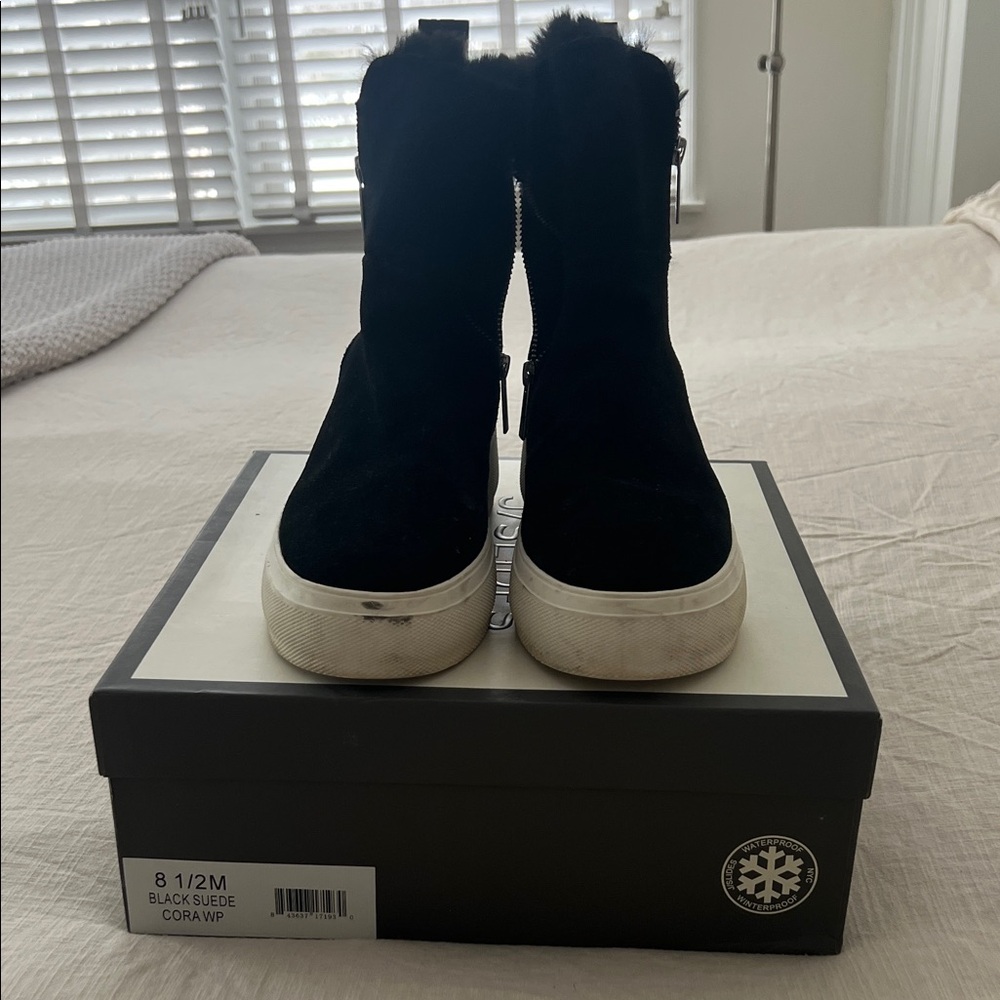 J Slides Black Suede Winter Boots